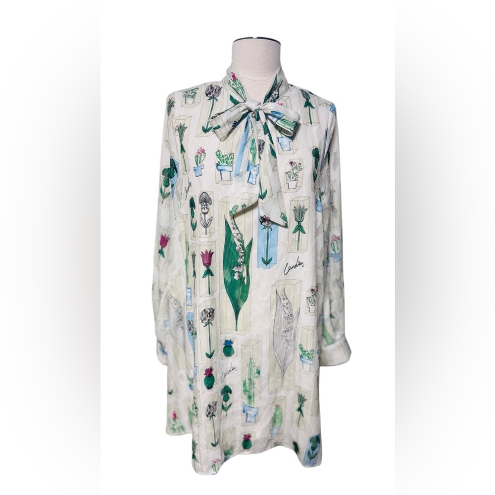 The Moon Cactus Plants smocked dress with sleeves Size L